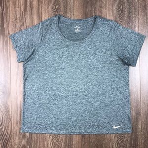 Nike Dri-FIT Women’s Activewear Round Neck Gray Heathered Gym-Wear T-Shirt Sz 2X